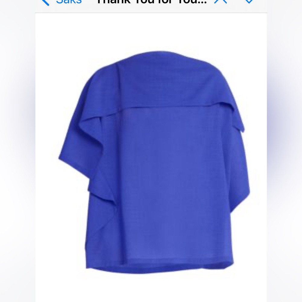Issey Miyake Asymmetrical Ruffled Blue Blouse